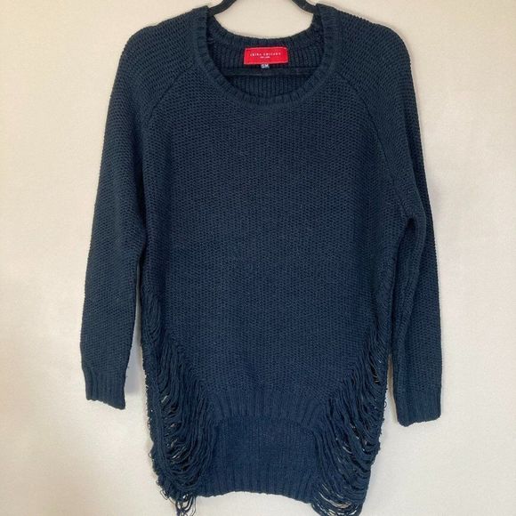 Akira Red Label Black Knitted Sweater with Distressed Sides - Size S - Picture 1 of 7
